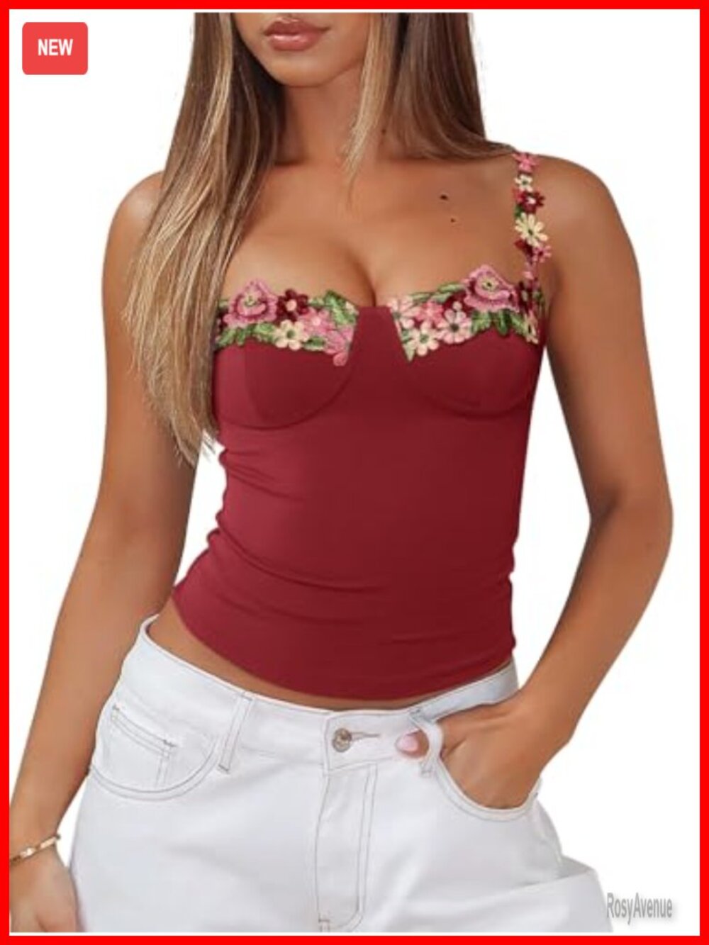 PINKMSTYLE Womens Floral Embroidered Corset Top Bustier Tank Top
